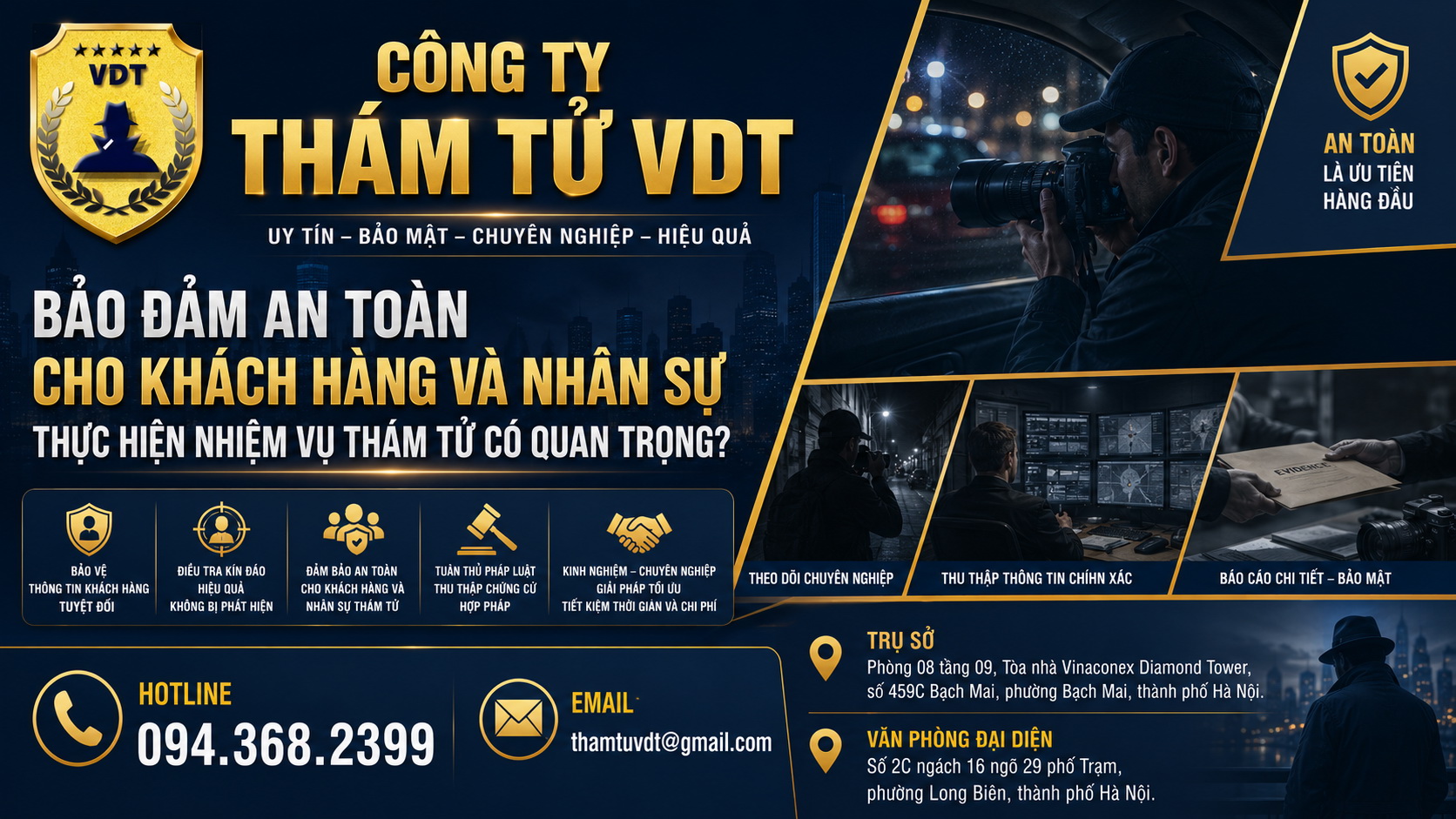 Đảm bảo an toàn cho khách hàng và đội ngũ thám tử