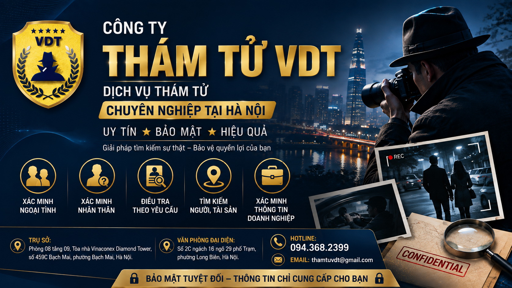 Côngty thám tử chuyên nghiệp tại Hà Nội