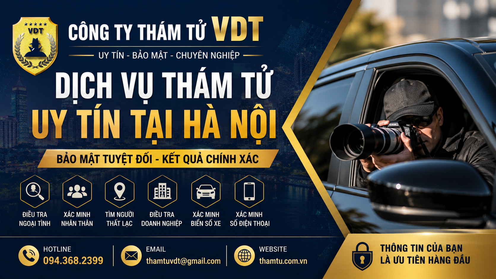 Dịch vụ thám tử uy tín tại Hà Nội – Bảo mật, chuyên nghiệp, tận tâm