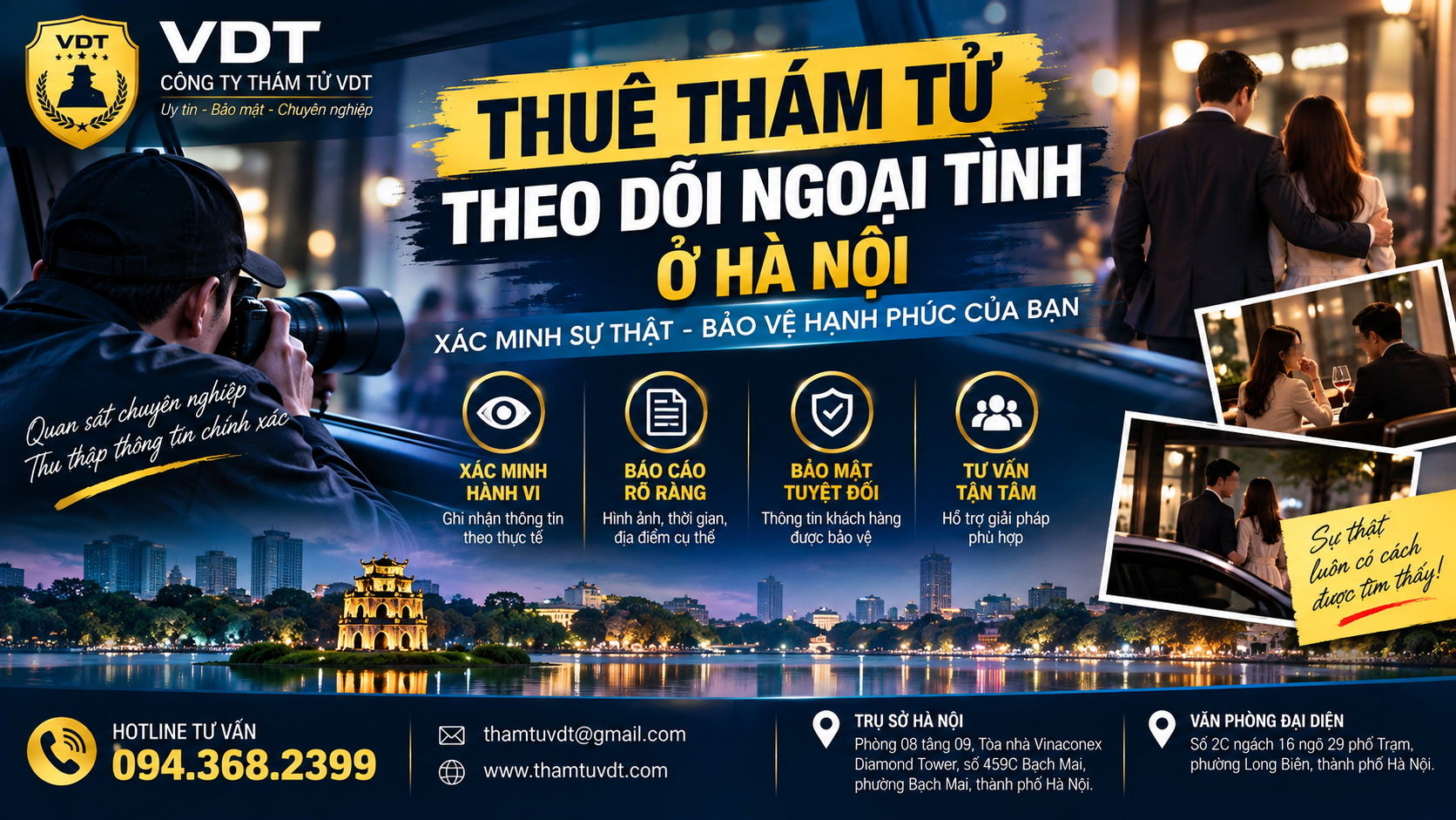 Thuê dịch vụ thám tử theo dõi ngoại tình ở Hà Nội những điều cần biết