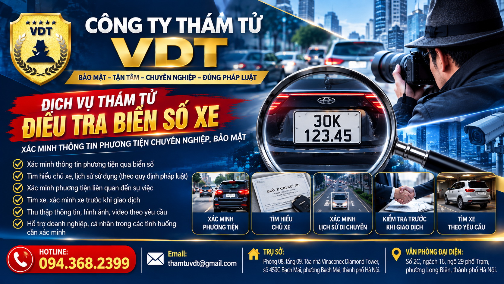 Dịch vụ thám tử điều tra biển số xe – Xác minh thông tin phương tiện chuyên nghiệp, bảo mật
